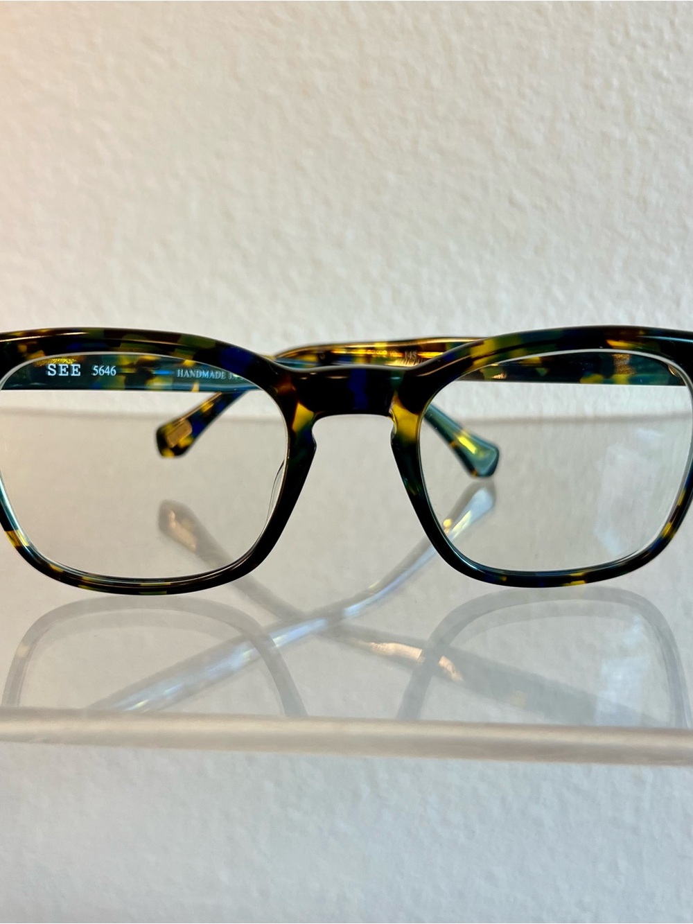 SEE Eyeglasses 5646 Tortoiseshell Blue Pattern Square Frames Eclectic Chic